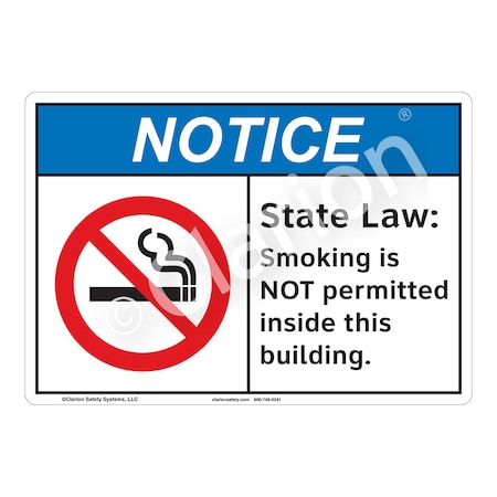 Notice State Law Sign (F1110-)|Plastic 18" X 12" with Corner Mounting Holes|ANSI Signs|Sign for Manufacturing, Medical, Power Stations, Chemical Plant, Fuel Storage, Public Buildings